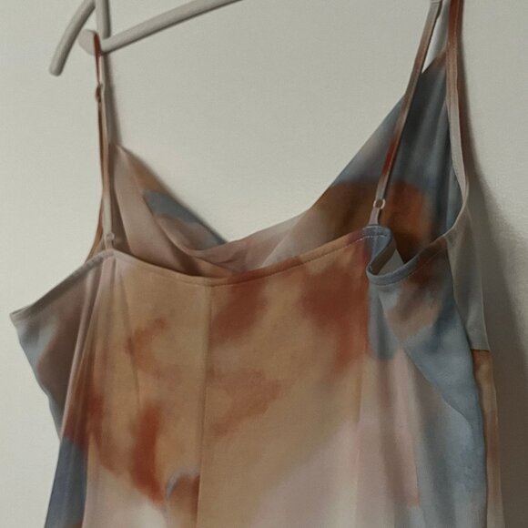 Vila cowl neck cami maxi dress (10) in abstract dream print cream peach blue - Picture 8 of 11
